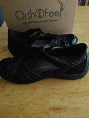 BNIB Orthofeet Juno Women's Model 862 Mary Jane Hook & Loop Shoes Size 10